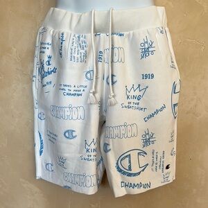 Champion White and Blue Graphic Men's Shorts
